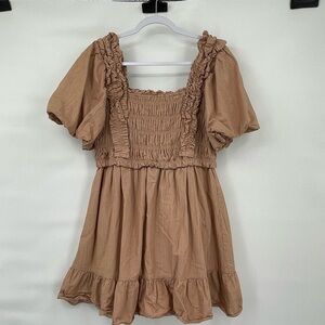 English Factory Nordstrom Shirred Puff Sleeve Tiered Cotton Dress